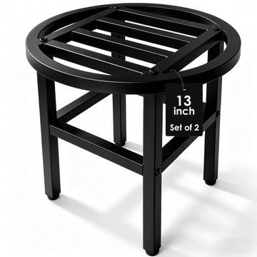 Plant Stand Indoor Outdoor, 13" Round Metal Plant Stands Riser, Heavy Duty Wrought Iron Pedestal Holders for Large