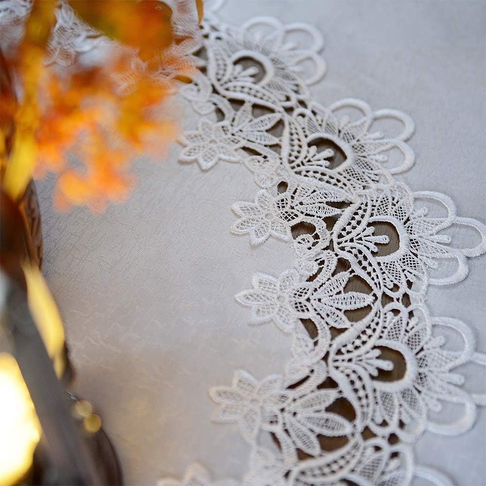 Round Tablecloth Lace Rustic Macrame Embroidered Table Cloths for Harvest Dresser Decor Farmhouse Ki