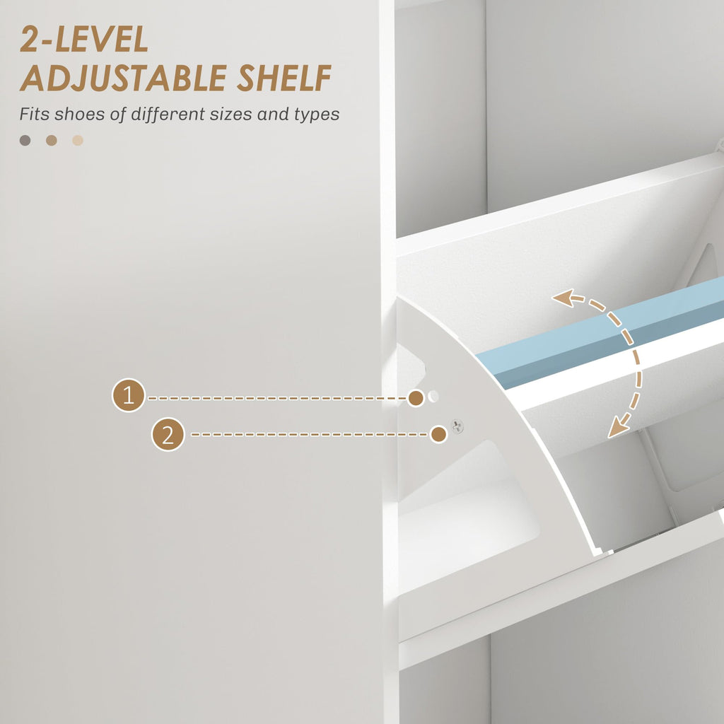 Shoe Storage Cabinet with 3 Flip Drawers, Narrow Shoe Cabinet, White