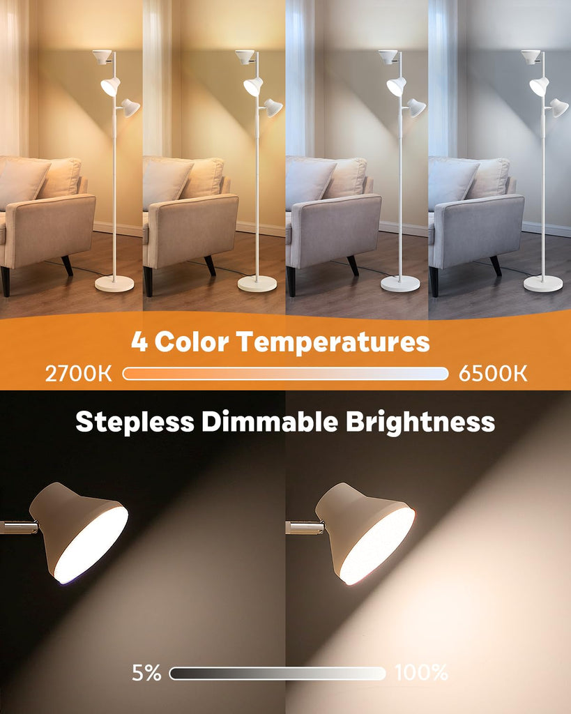 LED Floor Lamp, 36W Modern Floor Lamp with Remote & Touch Control, 4 Color Temperatures, Standing Lamp with 3