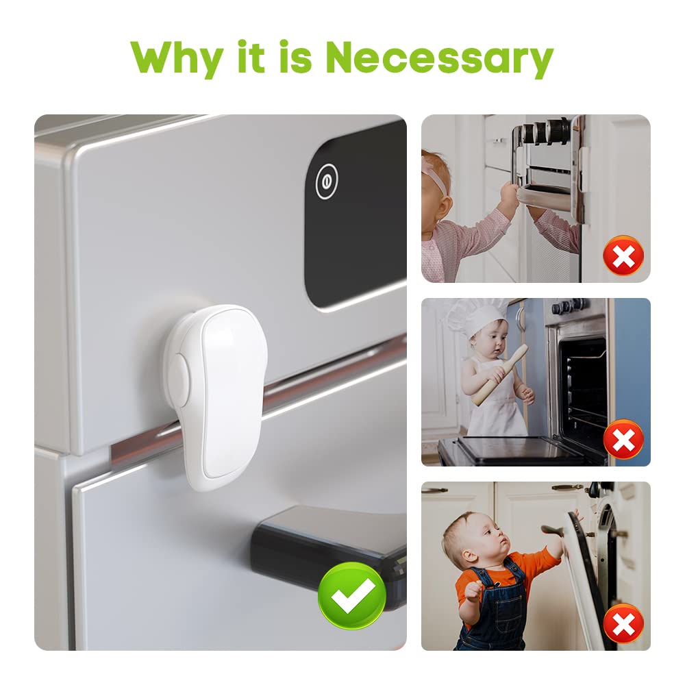 1 Pcs Baby Safety Oven Door Lock, Double Button Oven Lock Safety (White)