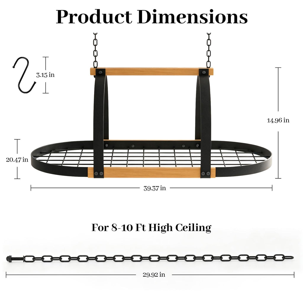 Heavy Duty Hanging Pot Rack, Ceiling Mount, 130 lb Capacity