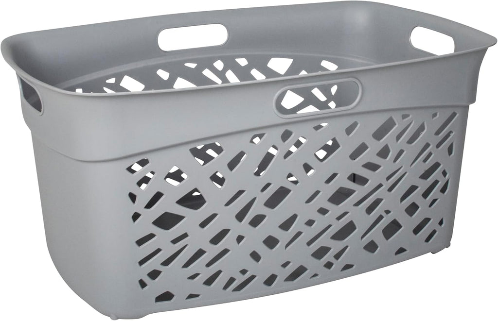 Non-Breakable Mosaic Laundry Basket, 45L - Dark Gray, Decorative Storage, Vented Design, Made in France, Modern Home