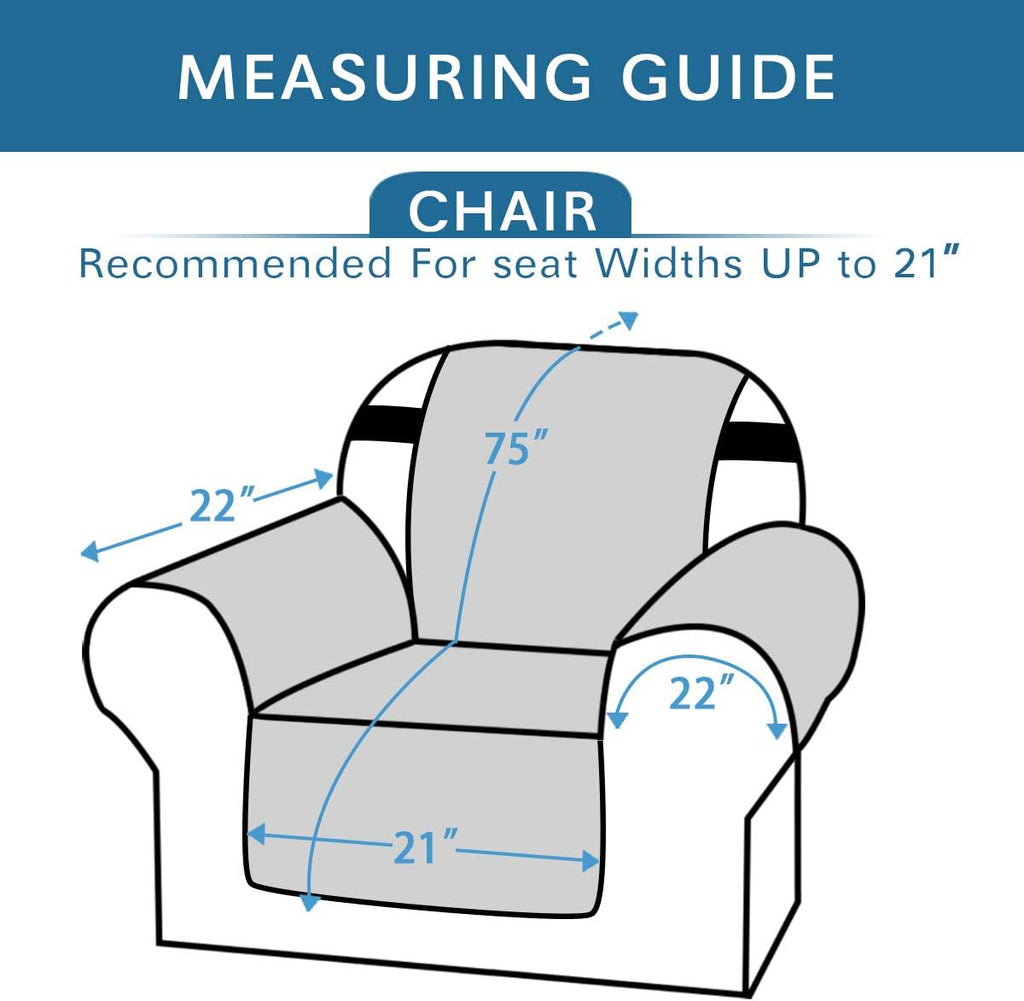 Reversible Chair Covers Water Repellent Chair Slipcover for Dogs Pets Furniture Protector Cover with Elastic Strap