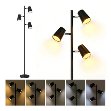 Energetic Dimmable Floor Lamp, Modern LED Tree Lamp, 5 Color Temperature, Standing Light with 3 Adjustable Head