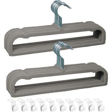 Velvet Hangers Non Slip - 20 Pack Pants Hangers for Grey Felt Hangers