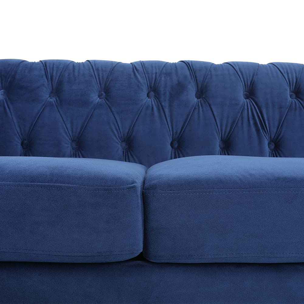 Three-Seat Velvet Sofa, Large Sofa Classic Tufted Chesterfield Settee Modern 3 Seater Couch Furniture Tufted Back