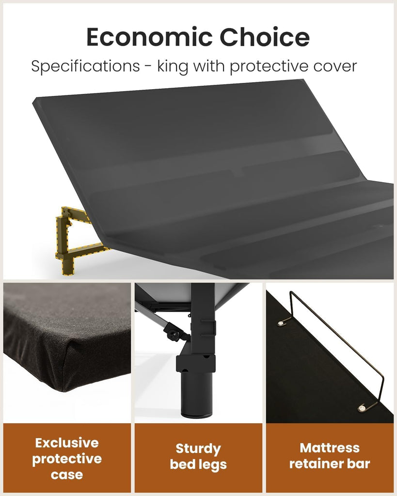 King Adjustable Bed Frame with Zero Gravity Wireless Remote, Easy Assembly