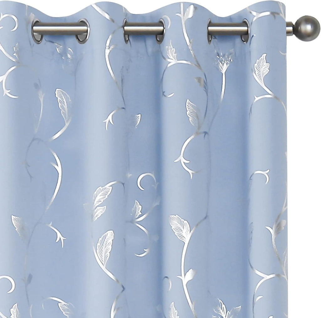 Room Divider Curtains Extra Wide Blackout Curtains, Vine Patterned Sliding Door Patio Curtains Wall Divider for Room