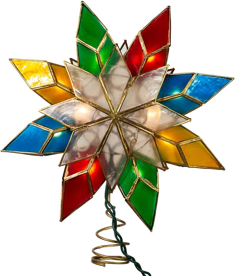10-Light Multi-Color Capiz Star Tree Topper