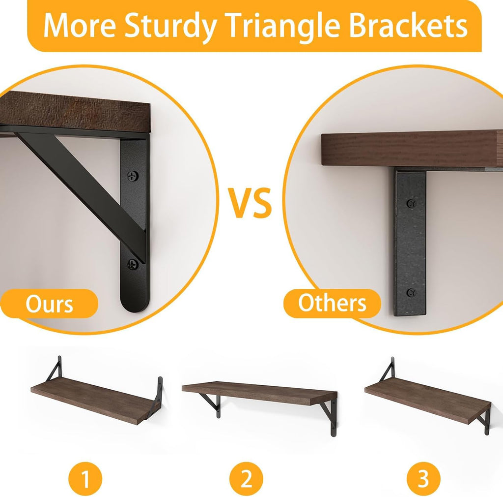 4 Different Sizes Floating Shelves for Wall Home Decor, Walnut
