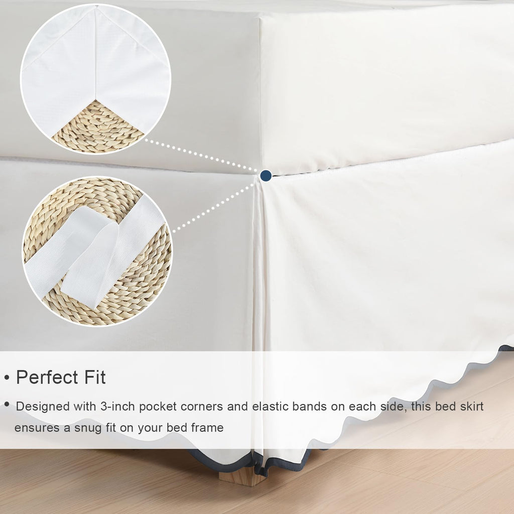 Chic 14'' Queen BedSkirts Scallop Edge Pleated Dust Ruffle