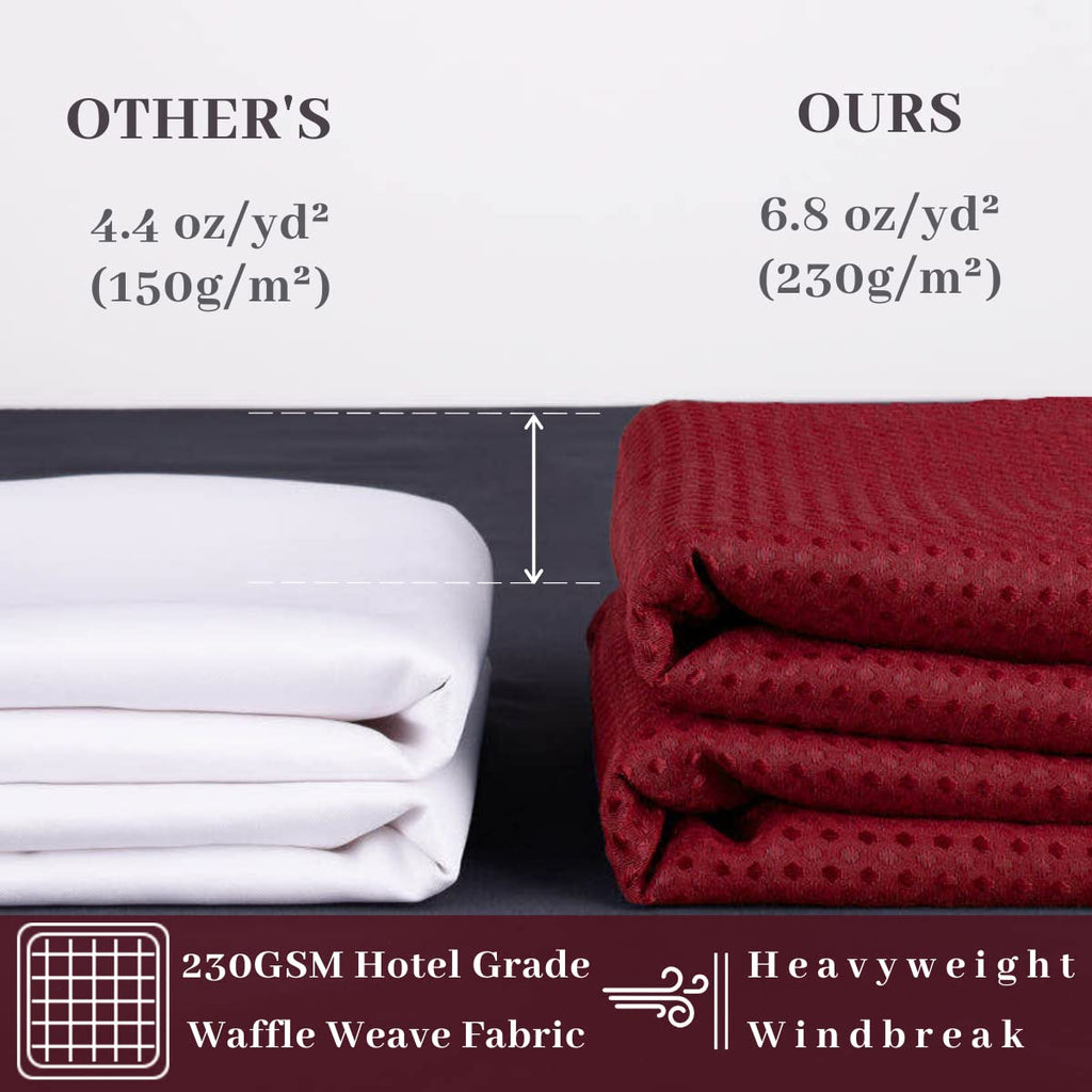 Hotel Grade Waffle Weave Fabric Hook Free Shower Curtain with Replacement Liner - Heavy Duty Bath Curtain with See