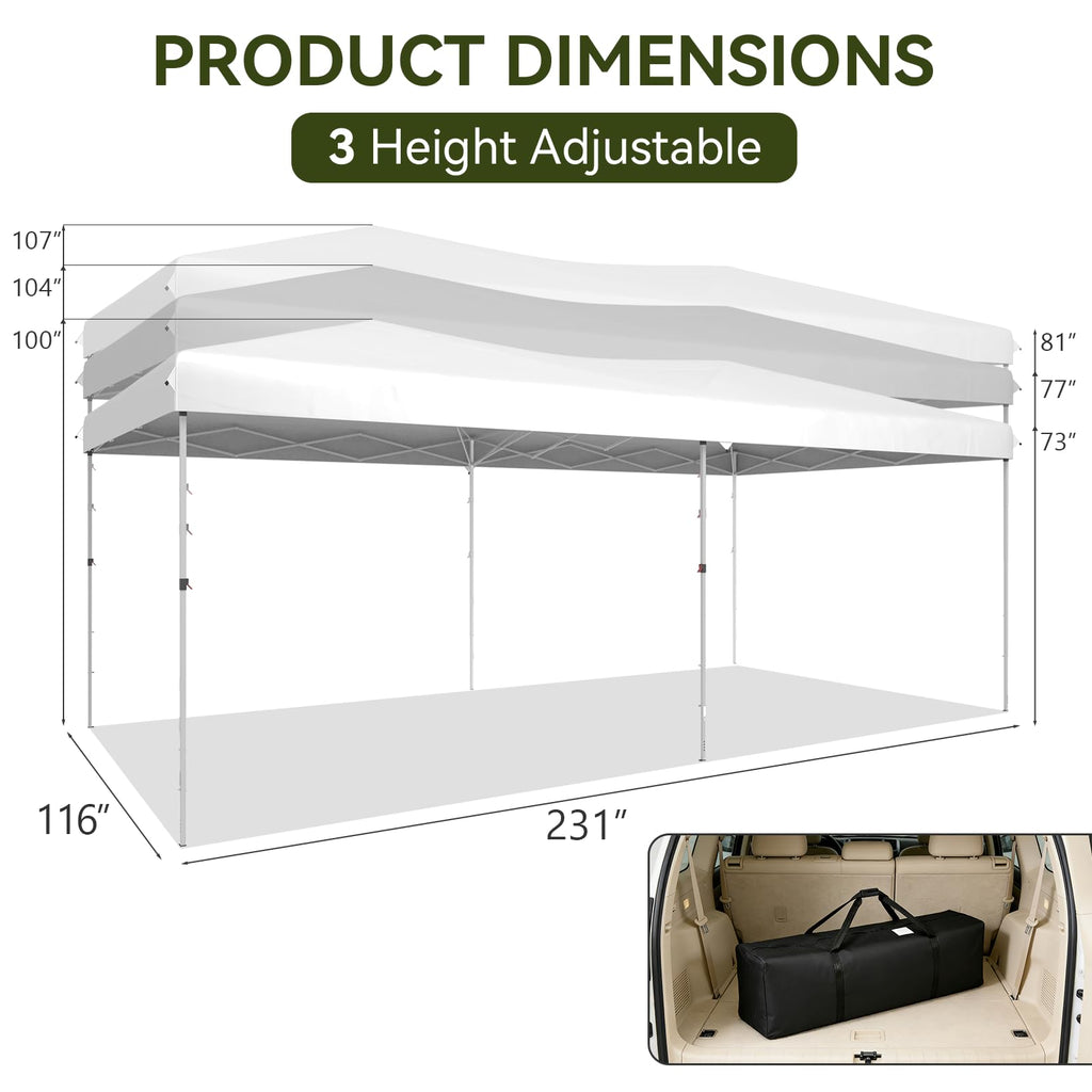 10x20 Pop Up Canopy Tent with LED Light, Party Tent, White