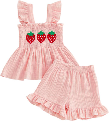 Toddler Baby Girl Summer Clothes Sleeveless Muslin Smocked Top Pants 6 9 12 2 3 4 Cute Kids Outfit