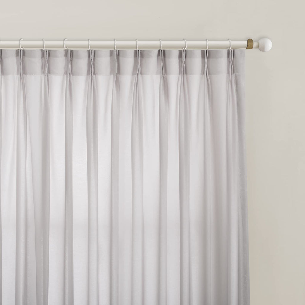 Beige Pinch Pleated Window Sheer Curtains 130 Inches Long 2 Panels, Luxury Velvet Soft Touch Opaque Privacy, Gently