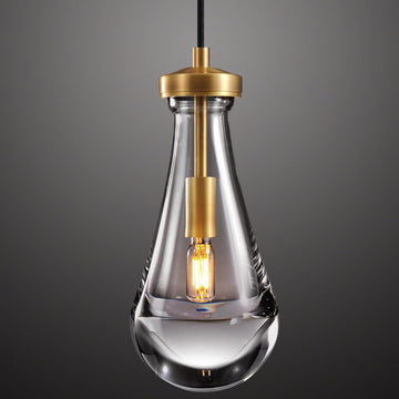Raindrop Pendant Lights Kitchen Island Teardrop Gold Hanging Light Fixtures Clear Solid Glass Pendant Light Modern Chandeliers for Dining Room Porch Corridor Living Room A121-B0BN138WSY