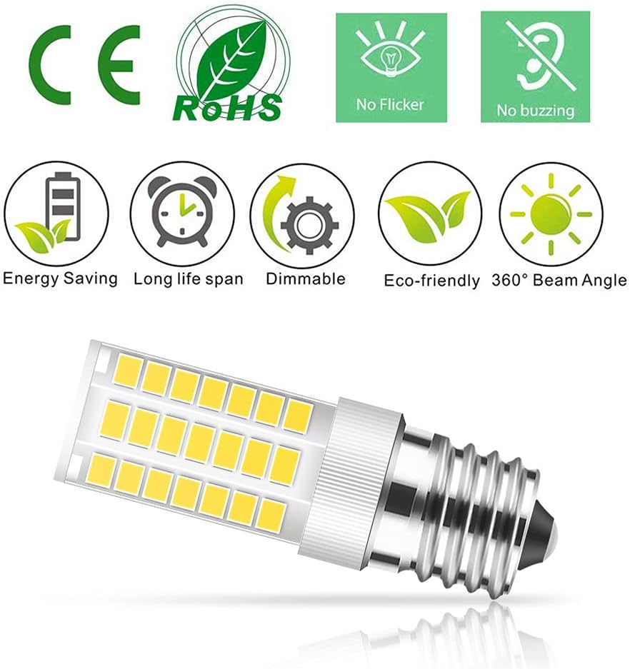 E17 LED Bulb Dimmable, 5W Microwave Oven Bulb, Daylight White 6000K, 40W Halogen Bulb Replacement for Microwave, Over