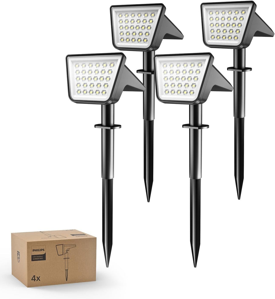 4 Packs Solar Spot Lights Outdoor Waterproof, 28 LED 7500K Solar Powered Landscape Pathway Lights, Dusk to Dawn Solar
