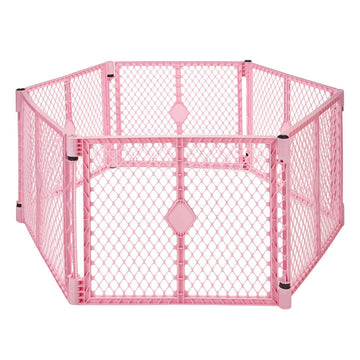6-Panel, 18.5 SqFt Baby Playard; Pink