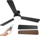 52 Inch Low Profile Ceiling Fan with Light and Remote Control,Reversible, LED Dimmable for Bedroom Living Room Indoor/Outdoor Patio Use A101-B0DXF9RVFP