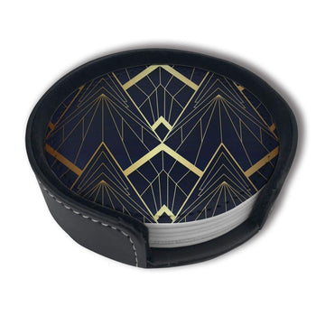 Abstract Art Deco Drinks Coasters with Holder, Set of 6