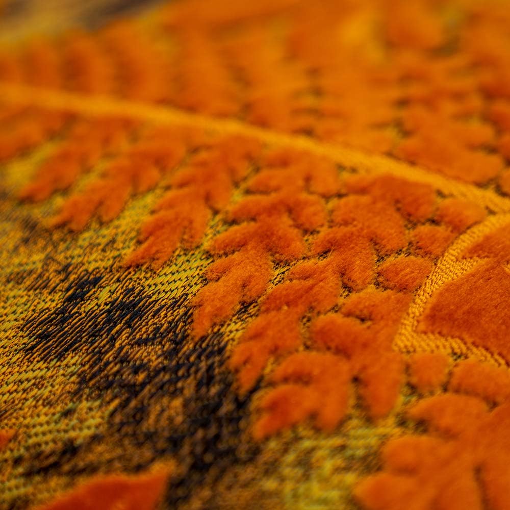 18 x 18 Inch Orange Square Maple Leaf Pillow Embroidery Cut Velvet Cushion Case Luxury Modern Lumbar Throw Pillow