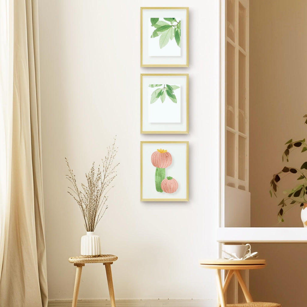 8x10 Gold Aluminum Floating Picture Frame, 3 Pack