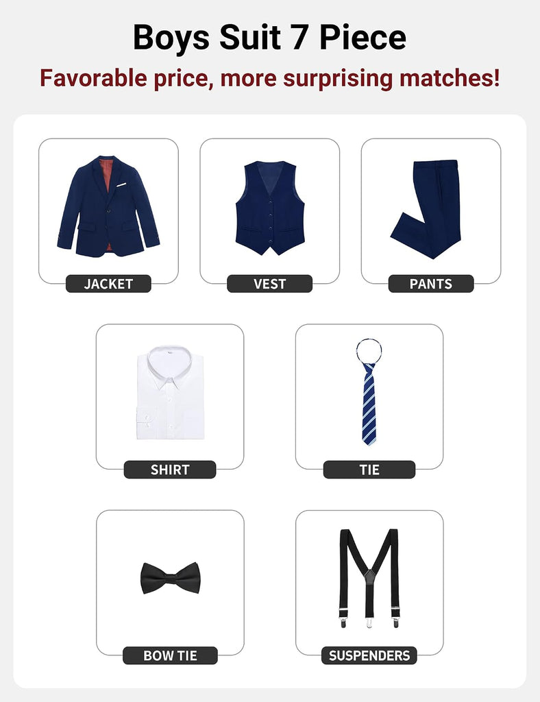 Boys' Formal Suit Set, with Suspenders, Adjustable Waist