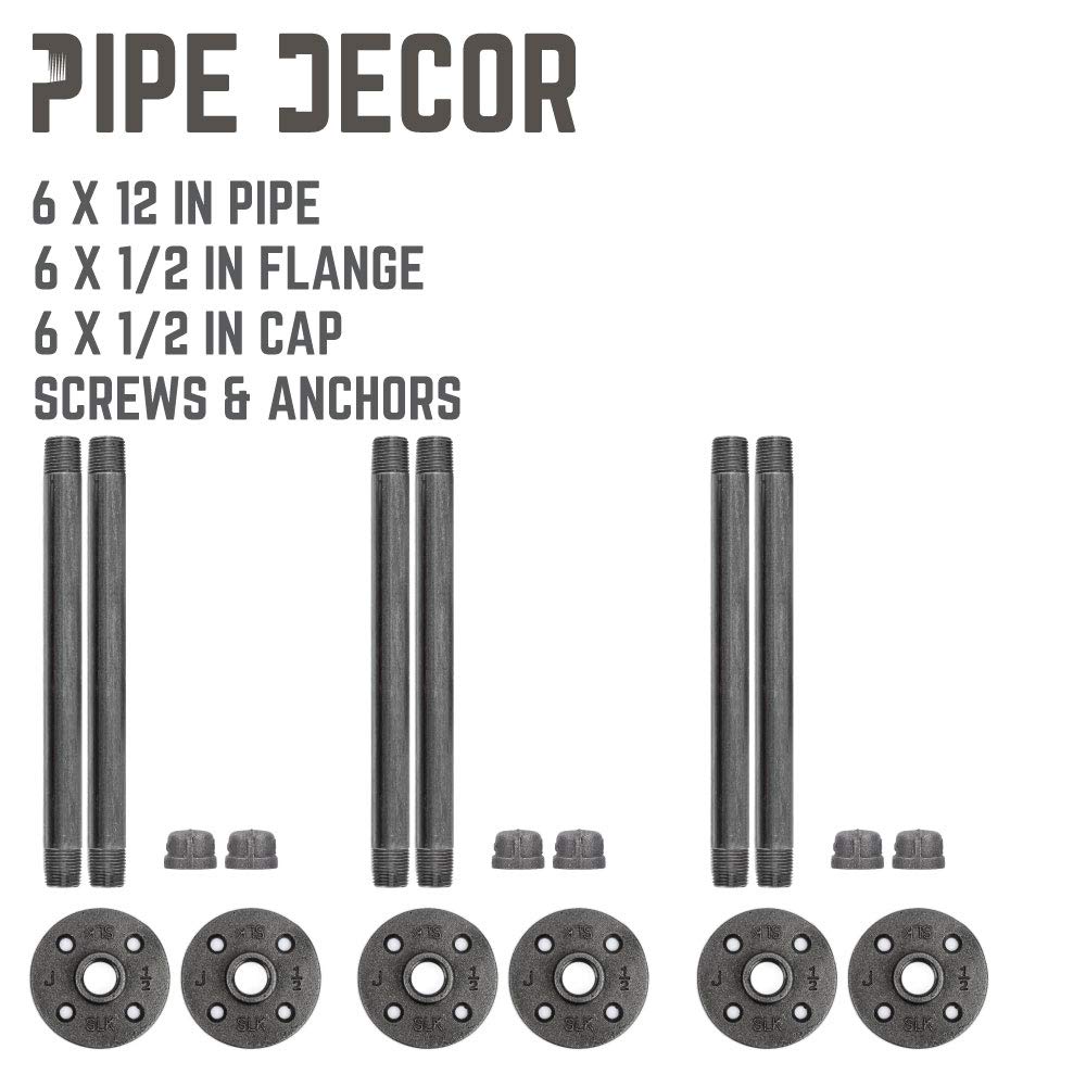 Industrial Shelf Brackets - Set of Two, Industrial Steel Grey Iron Fittings, Flanges and Pipes for Custom Floating