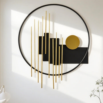3D Large Metal Wall Decor Modern Aesthetic Wall Sculptures 19.7''x23.2'' Luxury Geometric Circular Decor Wall Art