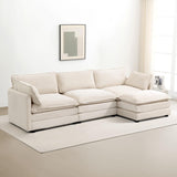 Oversized Modular Sectional Sofa with Movable Ottoman, 112 Inch 4 Seat Modern Corduroy Sofa Set