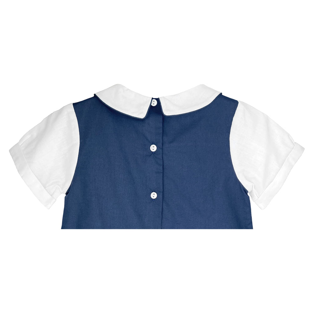 Baby Boys' Shortall with Pintucks and Side Tabs, Navy