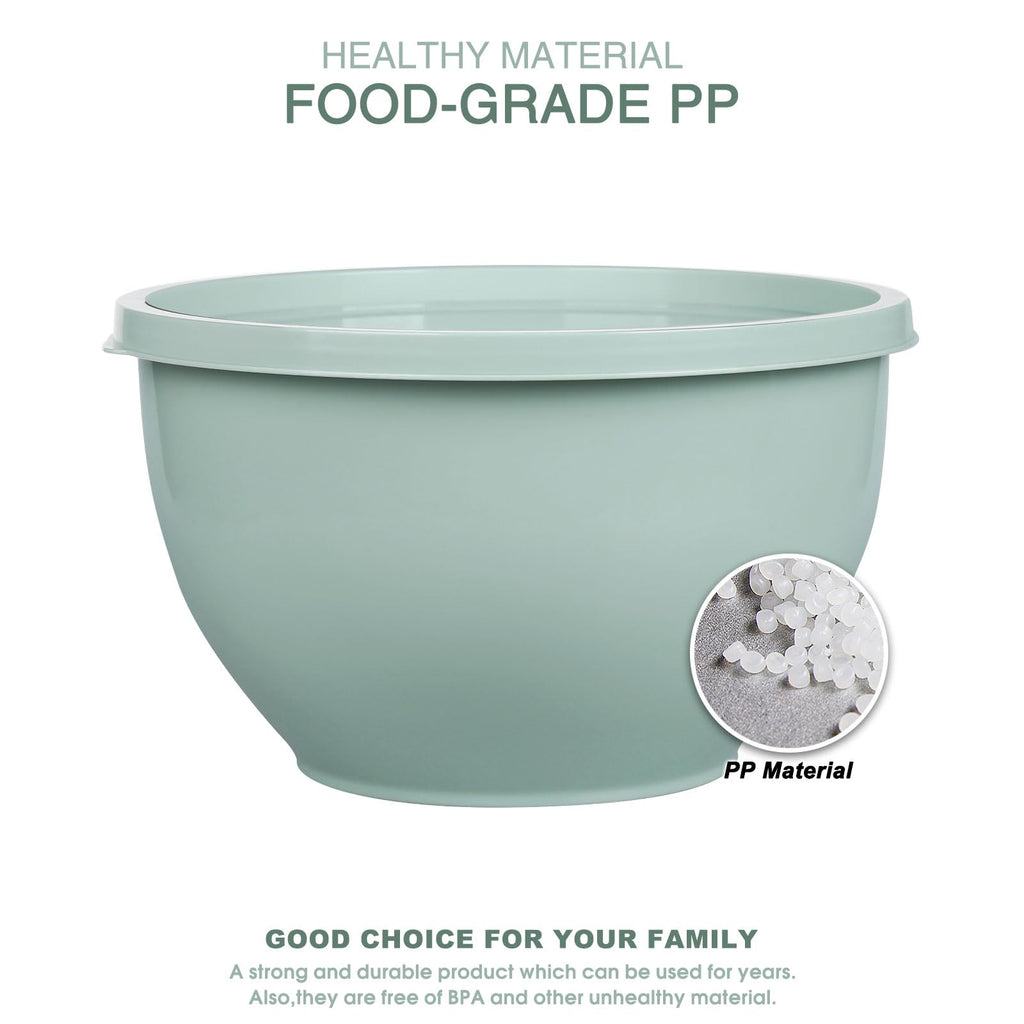 Plastic Mixing Bowls with Lids Set, 5 Set Nesting Bowls for Mixing, Baking, Prepping, Cooking and Serving Food