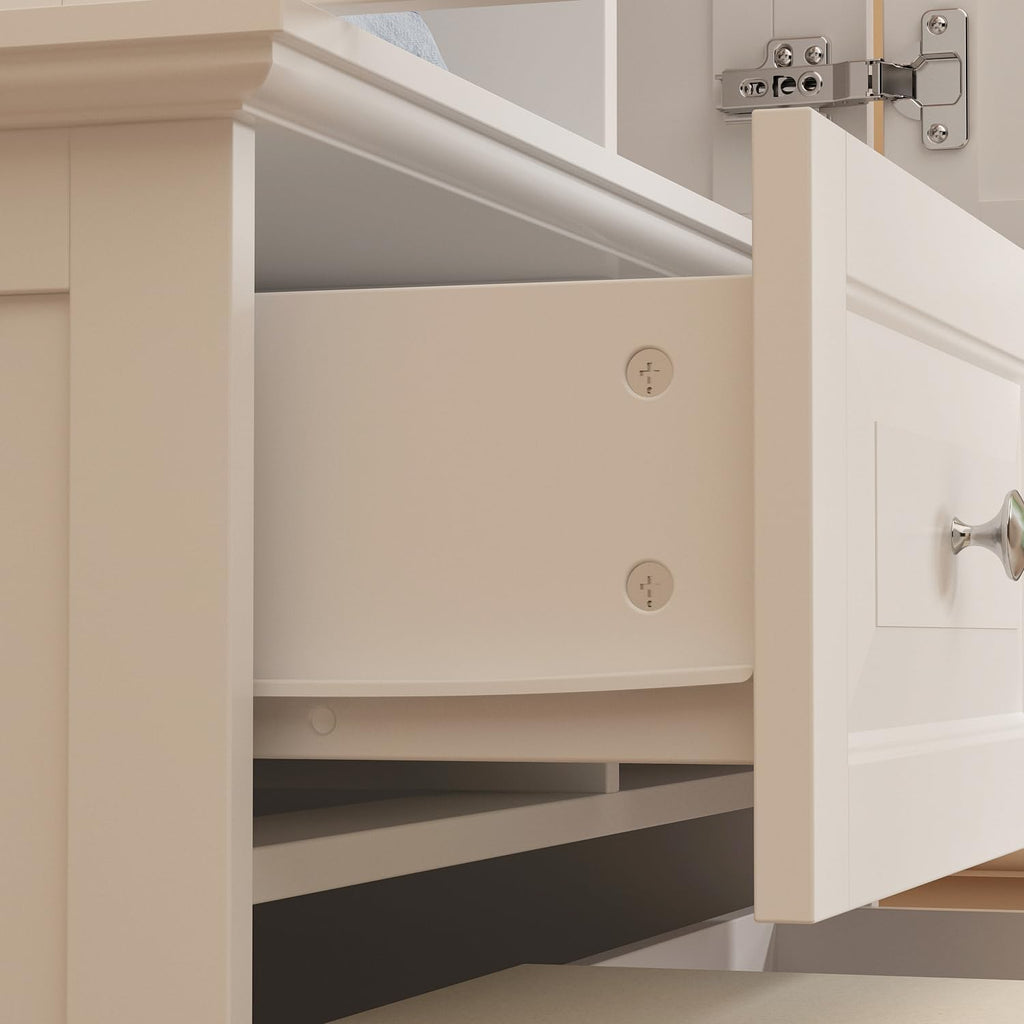 Bedroom Armoire Wardrobe Cabinet with 3 Drawers & Rod, White | 2 Doors Wood Armoire Closet with Hanging Rod, 3