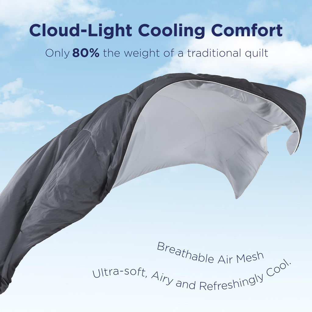 Cooling Comforter Queen Size, Ultra Lightweight, 90" x 90", Grey