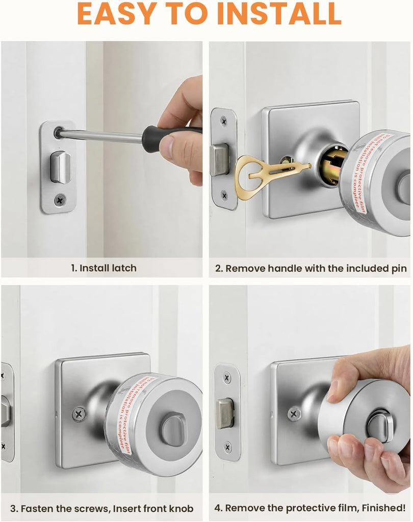 Brushed Nickel Interior Door Knobs, Privacy Door Knobs 6 Pack