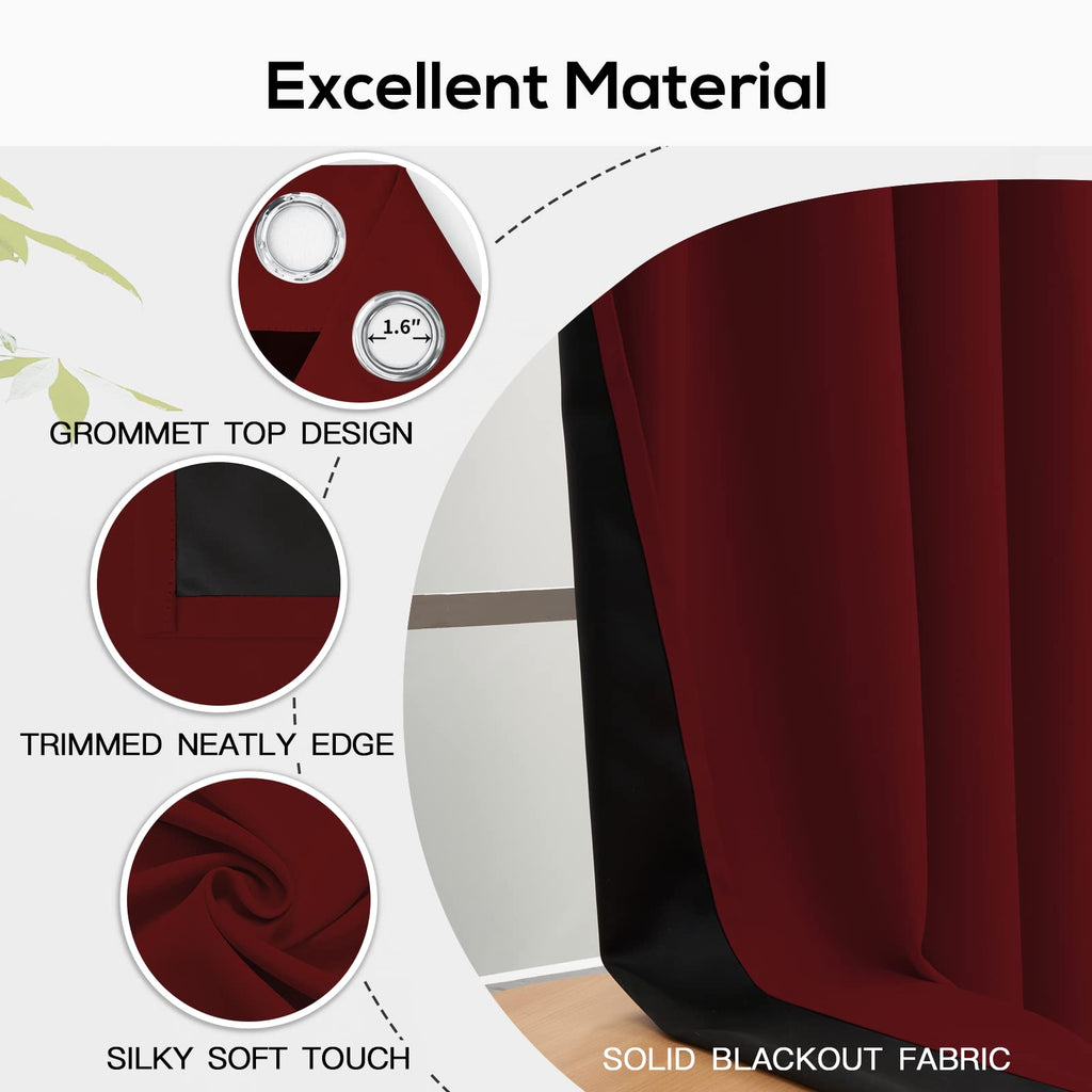 Burgundy Red Blackout Curtains 84 Inch Length 42" Wide