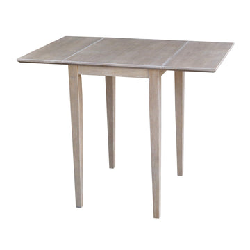 Solid Wood Small Drop Leaf Dining Table, Solid Real Wood, Sturdy Parawood, 36 X 22 X 29, Minimum Assembly, Washed Gray