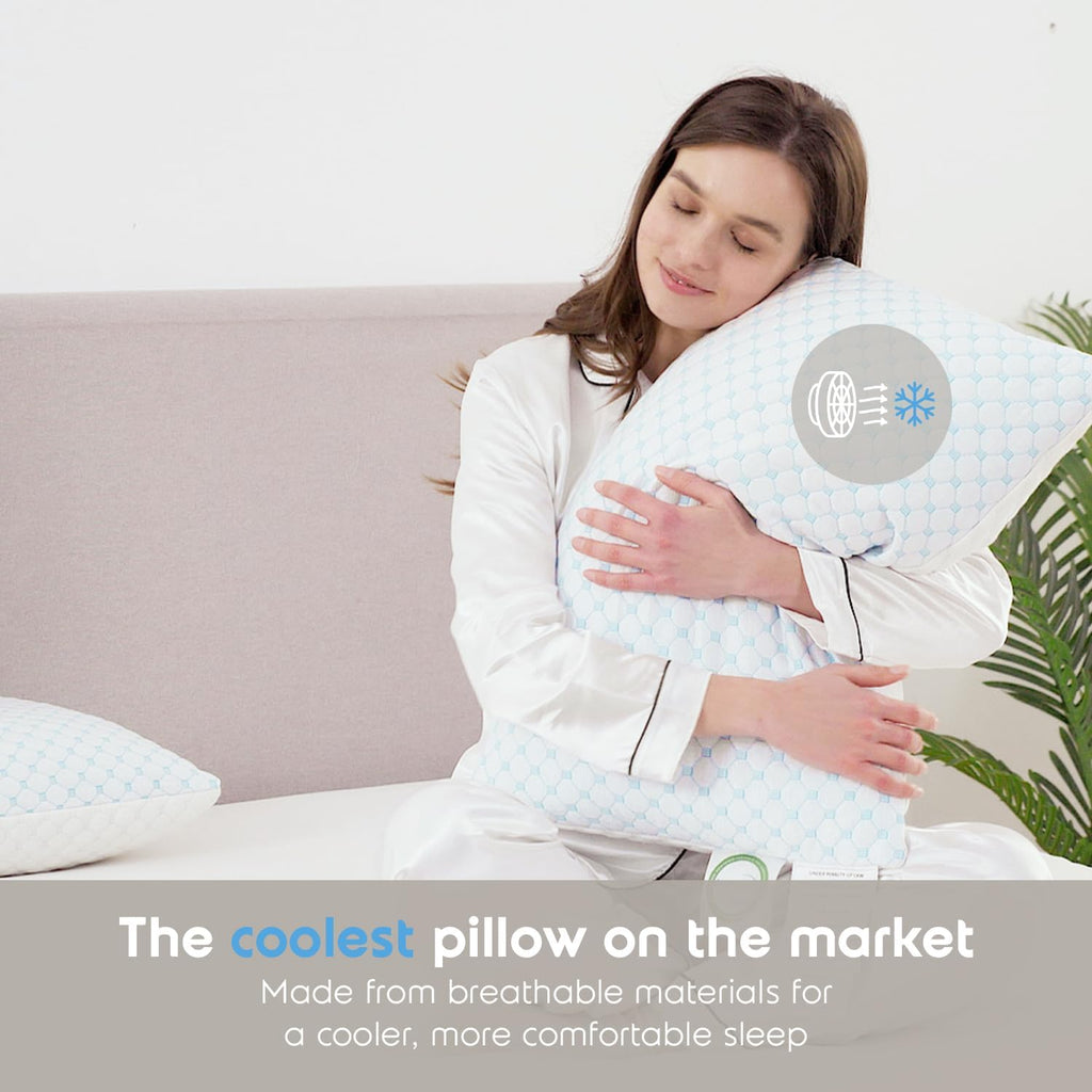 Cooling Body Pillow for Sleeping 1 Pack, Luxury Shredded Memory Foam Body Pillows, Adjustable Cold Gel Pillows for