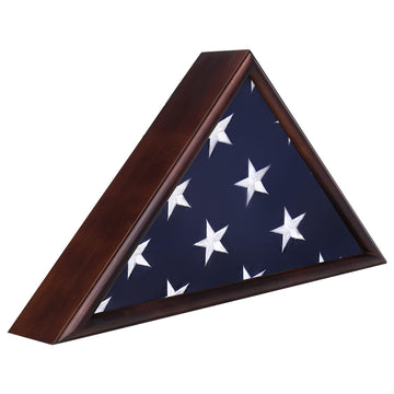 Large Flag Display Case for 5x9.5' Burial Flags, Solid Wood, Black