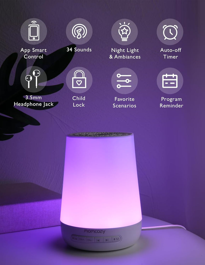 Smart Baby Sound Machine with Night Light, White Noise Machine
