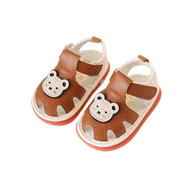 Baby Boys Girls Summer Sandals Cute Bear Pattern Squeaky Shoes Non-Slip Newborn First Walking Shoes