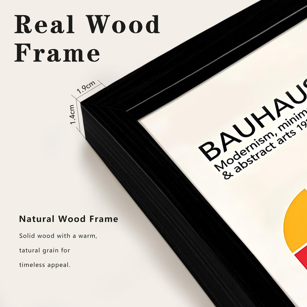 3Pcs Black Framed Bauhaus Wall Art, Sunset Wall Decor, 16x24 Inch