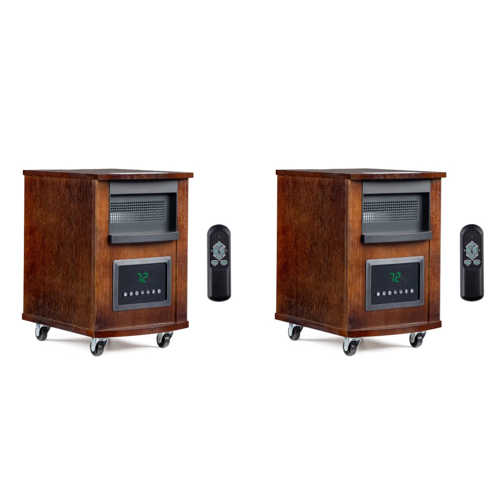 Electric Space Heater with Remote Control, 1500W Portable Quartz Infrared Heaters with Wheels, 12H Timer, Tip-Over &