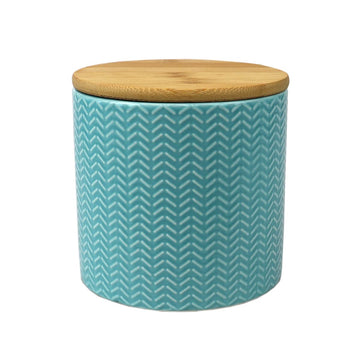 Small Wave Design Kitchen Canister (Turquoise) Modern Canister Sets Counter | With Bamboo Lid | Perfect For Storing