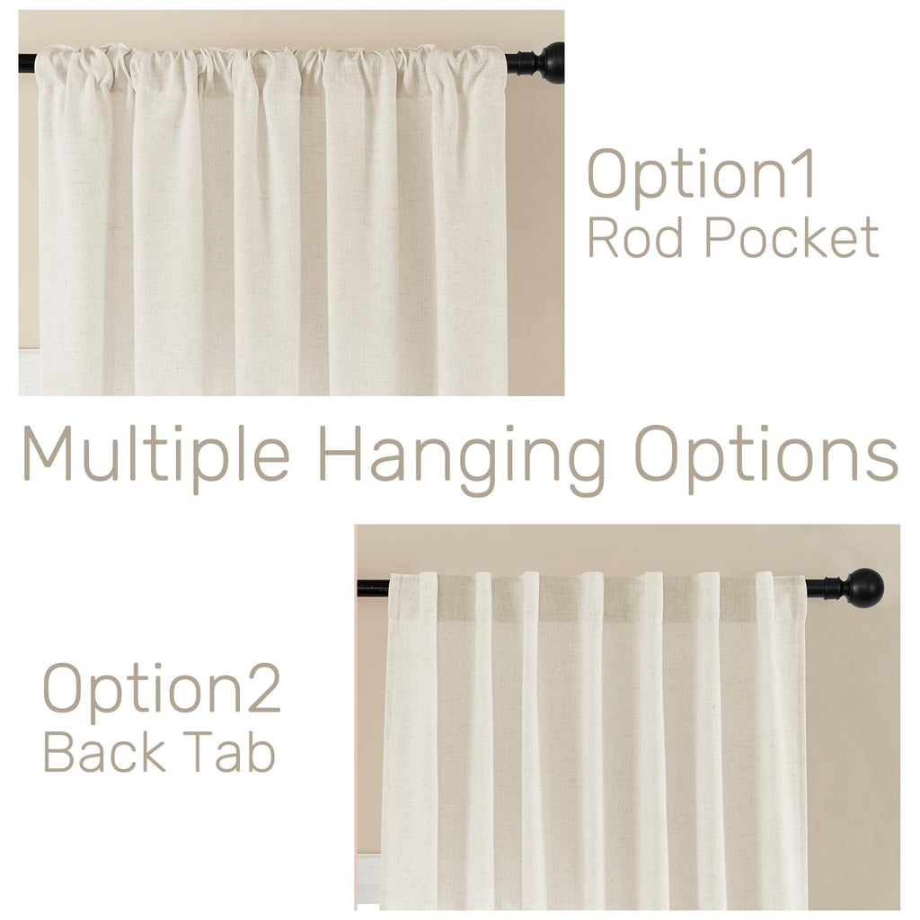 Linen Curtains 2 Panel Set, Light Filtering, Ivory on Linen Curtains 84 Inch Curtains, Cream Drapes 84 Inches Long