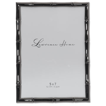 5x7 Black Polished Metal Picture Frame with Bamboo Design