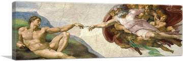 The Creation of Adam Panoramic Canvas Art Print Stretched Framed Painting Picture Poster Giclee Wall Decor by