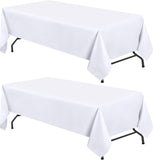 WEALUXE White Table Cloths for 8 Foot Rectangle Tables, 2-Pack, 60x126 inches, Water, Stain and Wrin